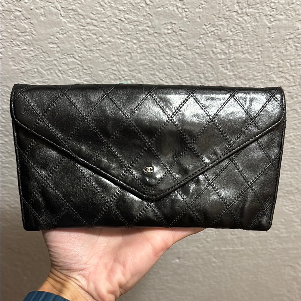 Chanel Black Quilted Leather Wallet